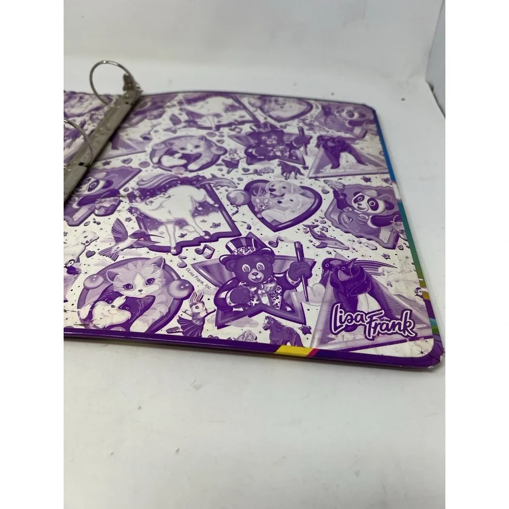 Vintage Lisa Frank 1990s Rainbow Chaser Metal Three Ring Binder Folder Horse Cat